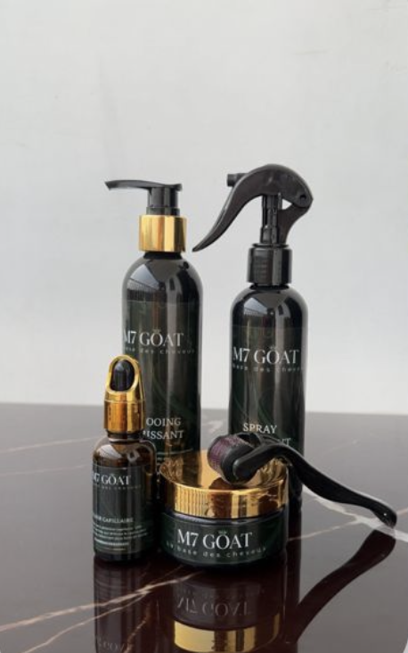 M7 GOAT Elixir, shampoing, spray Créme, Demaroller